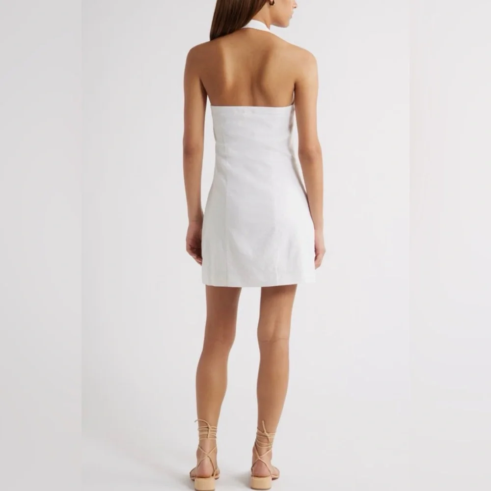 Stylish White Button-Front Mini Dress by Open Edit - Picture 3 of 8